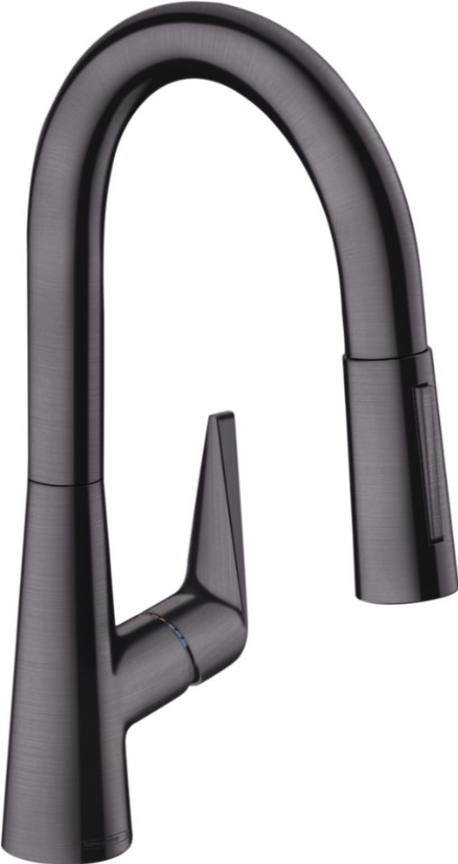 Hansgrohe Talis S Brushed Black Chrome 2-Spray Pull-Down Prep Kitchen Faucet-0