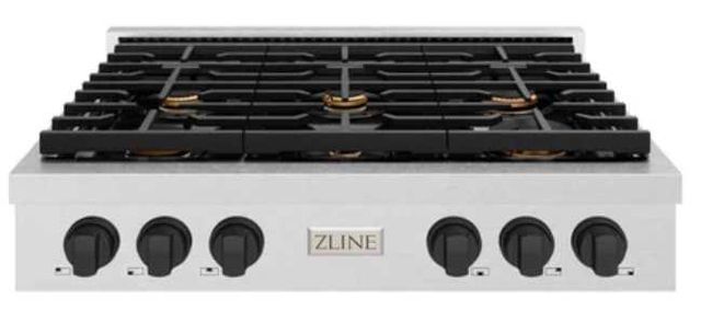 ZLINE Paramount Autograph Edition 36" Satin Stainless Steel Gas Cooktop with Matte Black Accents-0
