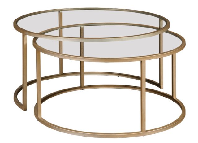 Hammary® Hidden Treasures Glass Top Abstract Nesting Coffee Table Set-0