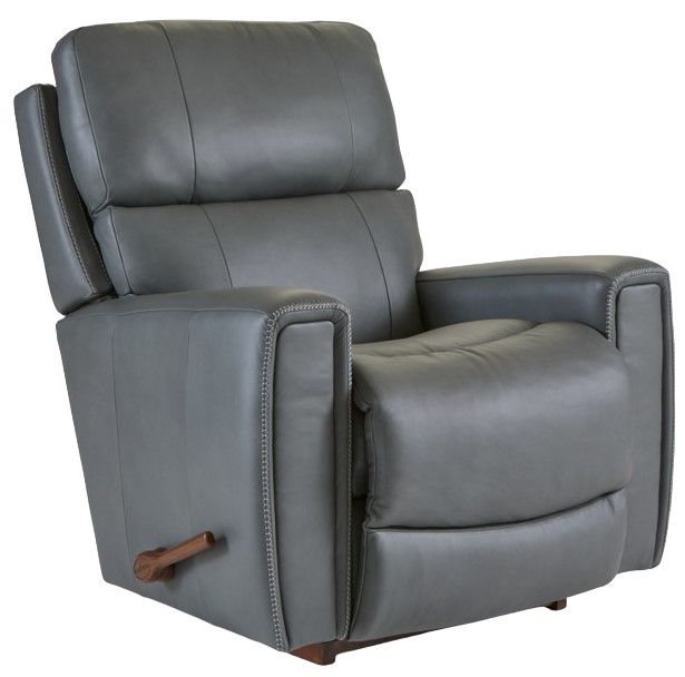 La-Z-Boy® Apollo Blue Grey Leather Manual Rocking Recliner-0