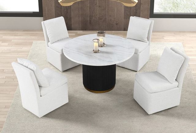 Furniture of America® Varde White Dining Table with Black Base-1