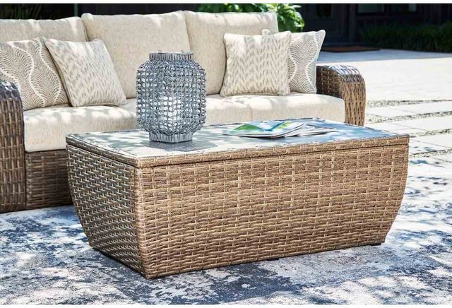 Signature Design by Ashley® Sandy Bloom Beige Outdoor Coffee Table-4