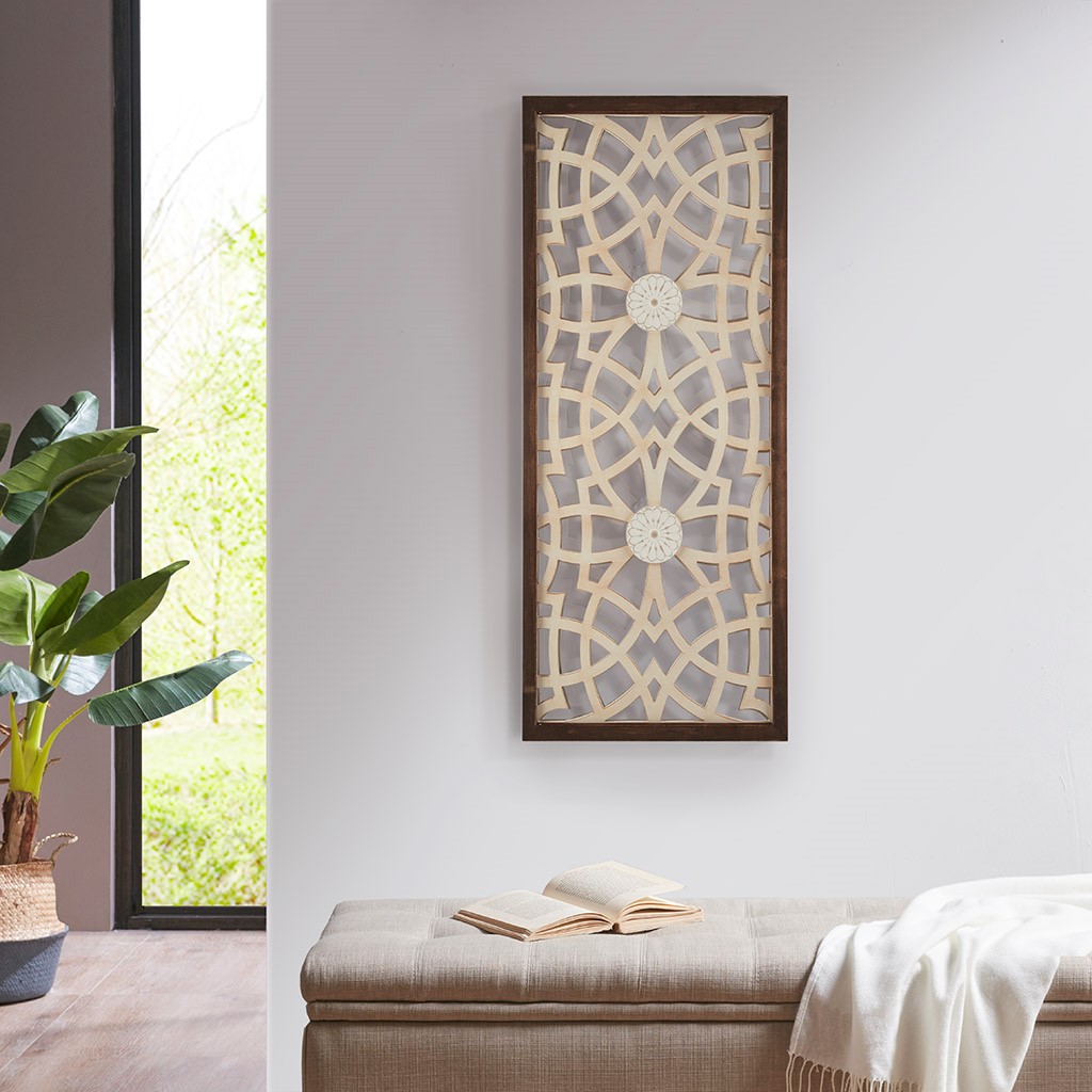 マディソンパーク ウォールパネル ダマスク柄 Damask Wood Panel Amazon.com: Madison Park Wall Art Living Room Décor - Damask