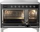 Ilve® Majestic III 48" Glossy Black Pro Style Induction Range with Triple Glass Door and Chrome Trim-1