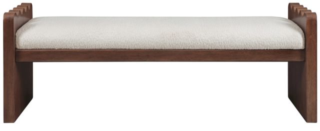 Meridian Furniture Sonia Cream/Walnut Bench-1