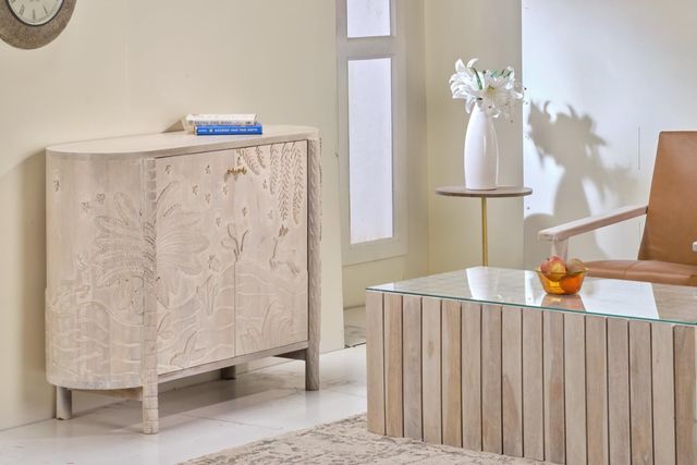 Jaipur Furniture Nairelle Carved Cream Accent Cabinet-1