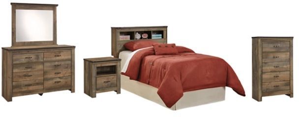 Signature Design by Ashley® Trinell 5-Piece Brown Twin Bookcase Headboard Bedroom Set-0