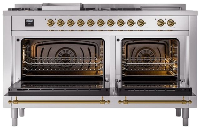 Ilve® Nostalgie II Series 60" White Pro Style Dual Fuel Range-1