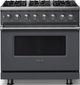Viking® 5 Series 36" Cast Black Pro Style Dual Fuel (LP) Range with Polished Chrome Trim-0