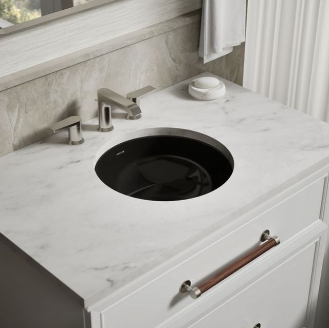 Kohler Caxton® Black 16.13" Round Undermount Bathroom Sink, No Overflow-2