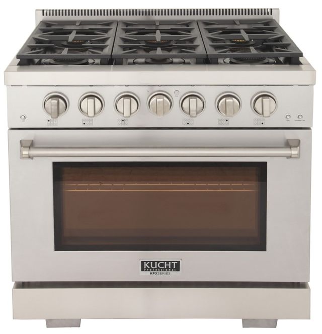 Kucht Professional KFX Series 36" Stainless Steel Pro Style Natural Gas Range with True Simmer Burners-1