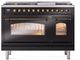 Ilve® Nostalgie II Series 48" Glossy Black Pro Style Dual Fuel Range-1