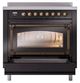 Ilve® Nostalgie II Noblesse 36'' Glossy Black Pro Style Induction Range with Burnished Trim-3