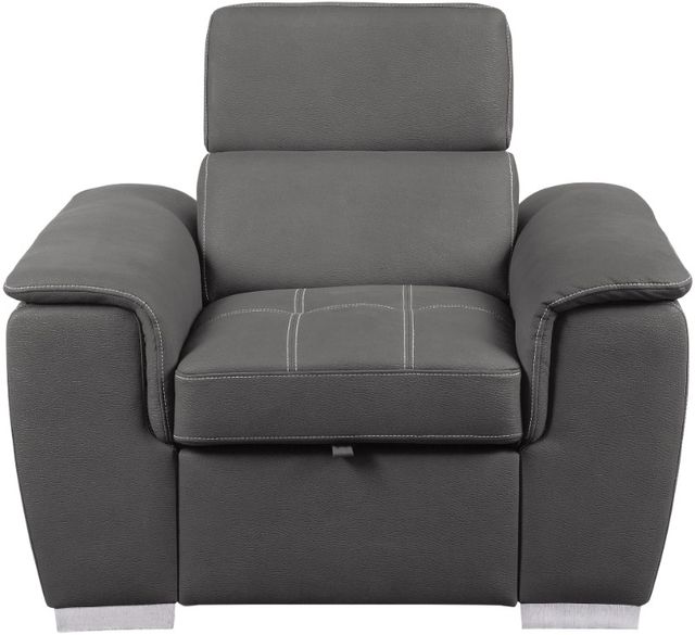 Homelegance® Ferriday Gray Chair with Adjustable Headrest and Pull-Out Ottoman-3