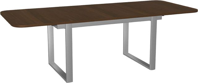 Amisco Customizable Burton 96" Rectangular Extendable Table with 1" Walnut Veneer Top, Radius Corners and 1 Leaf-1