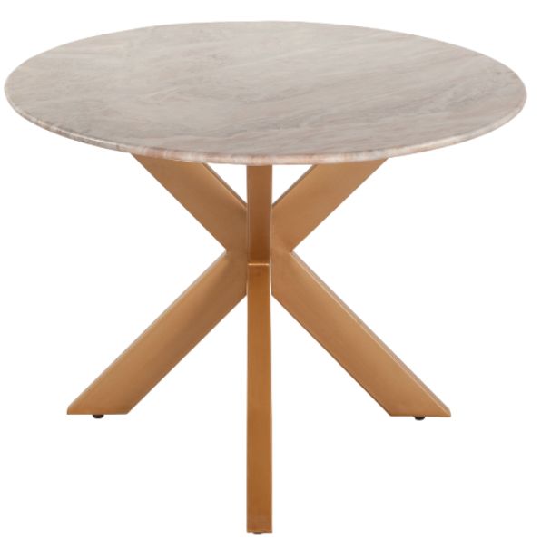 Home Trends & Design Malibu White Dining Table with Antique Gold Base-2