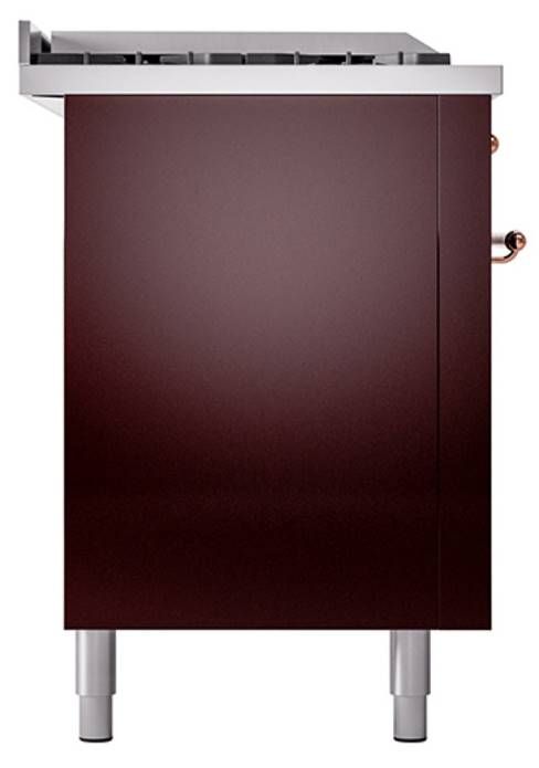 Ilve® Nostalgie II Noblesse 60'' Burgundy Pro Style Dual Fuel Range with Copper Trim-2