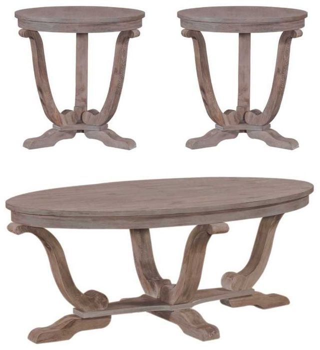 Liberty Furniture Greystone Mill 3-Piece Stone White Wash Occasional Table Set -0