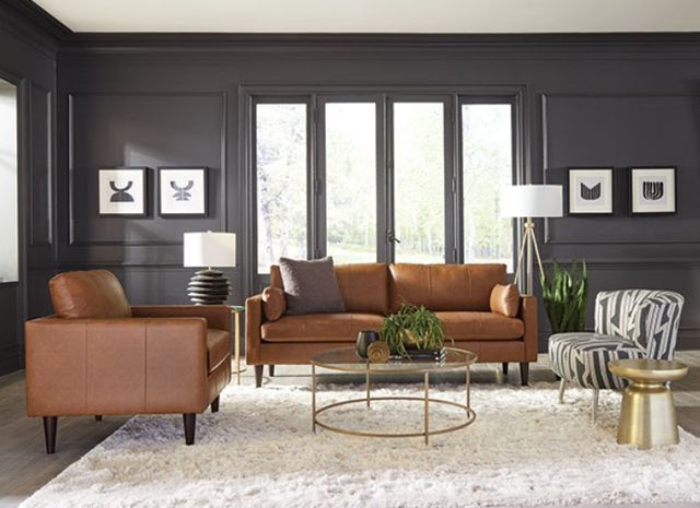 Best® Home Furnishings Customizable Trafton Stationary Sofa with Dark Walnut Legs and Two Pillows-2