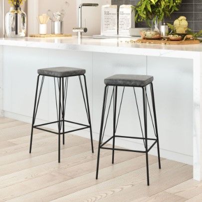 Zuo® Modern Samuel 2-Piece Vintage Black Counter Stools-3