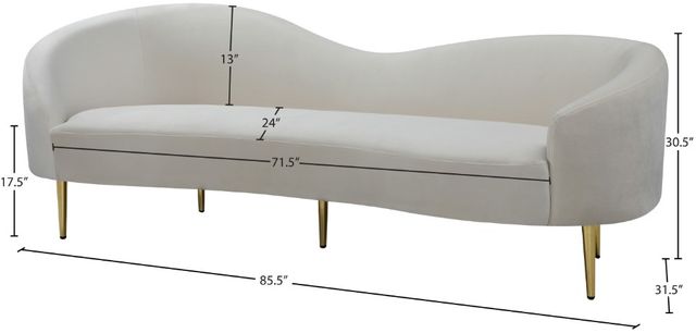 Meridian Furniture Ritz Cream Velvet Sofa-2