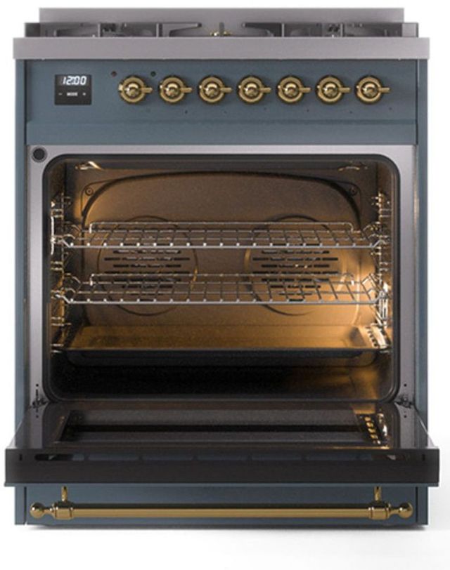 Ilve® Nostalgie II Series 30" Blue Gray Pro Style Dual Fuel Range-2