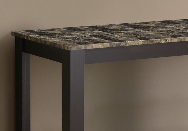 Monarch Specialties Inc. Espresso Marble Top 44"L Accent Table-3