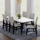 Elements International Marlene 7-Piece Marble Top Dining Set with Black Base-1