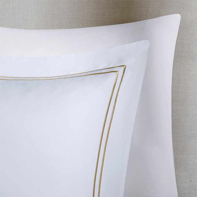 Olliix by Madison Park Signature Luxury Collection 5 Piece Tan Full/Queen Embroidered Cotton Sateen Comforter Set-3