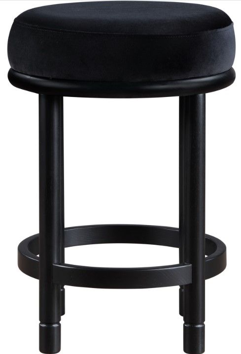 Meridian Furniture Monette Black Velvet Upholstered Counter Stool-1