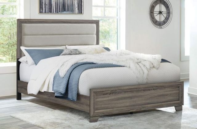Coaster® Wright Brown Oak/Tan California King Upholstered Panel Bed-4