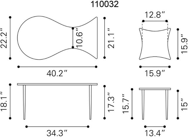 Zuo® Modern Norden 2-Piece Black/Bronze Coffee Table Set-2