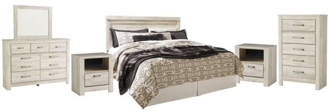Signature Design by Ashley® Bellaby 6-Piece Whitewash King Panel Headboard Bed Set-0