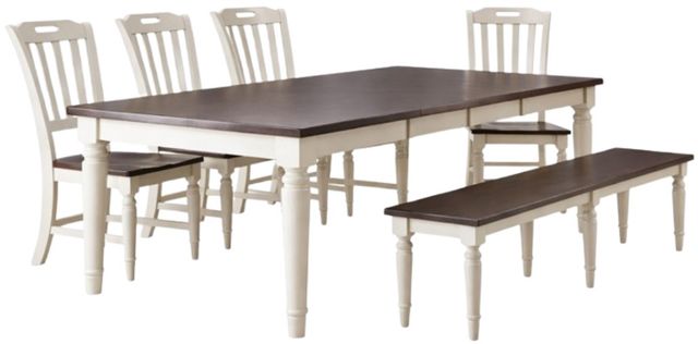 Jofran Inc. Orchard Park 6-Piece Dark Brown/Light Gray 96" Dining Set-0