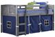 Donco Kids Louver Blue/Antique Gray Youth Twin Loft Bed with Tent Kit-0