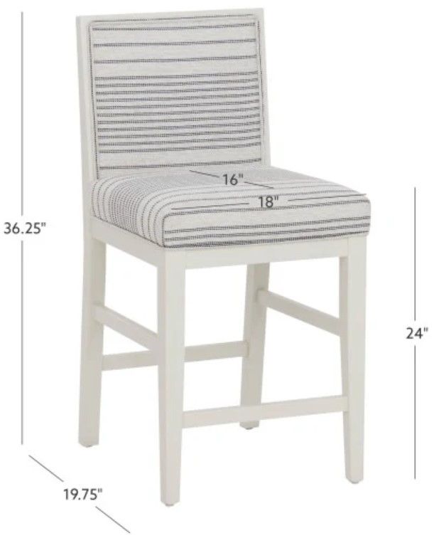Linon Ramsey 2-Piece Gray/White Counter Stool-2