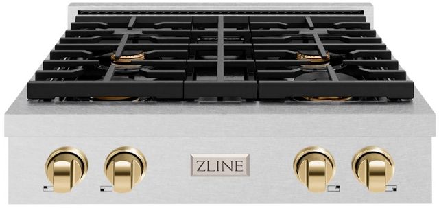 ZLINE Paramount Autograph Edition 30" Satin Stainless Steel Gas Cooktop with Polished Gold Accents-0