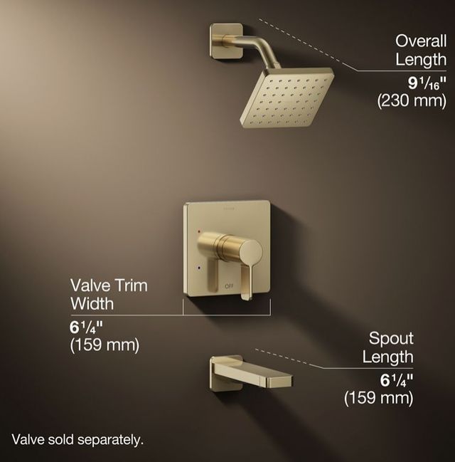 KOHLER® Parallel® Rite-Temp® Vibrant French Gold 2.5 GPM Bath and Shower Trim Kit-2