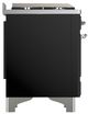 Ilve® Majestic III 40" Glossy Black Pro Style Dual Fuel Natural Gas Range with Solid Door and Chrome Trim-3