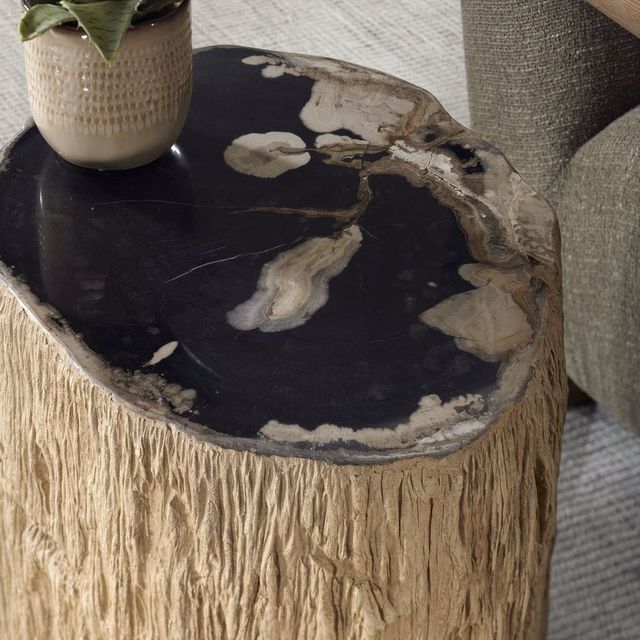 Uttermost® Arco Petrified Wood Accent Table with Warm White Base-2