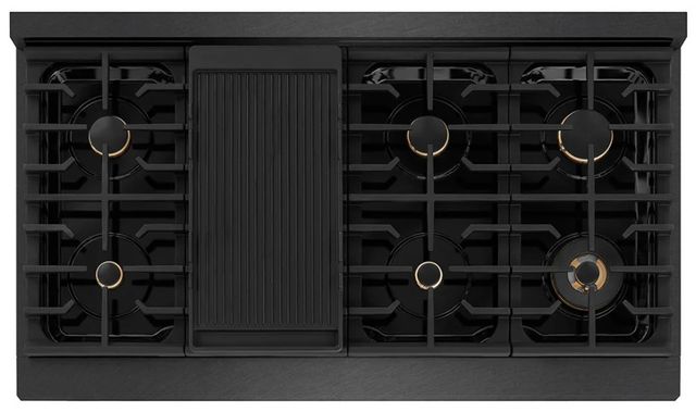 ZLINE Paramount 48" Black Satin Stainless Steel Gas Rangetop with 8 Brass Burners and Porcelain Cooktop -2