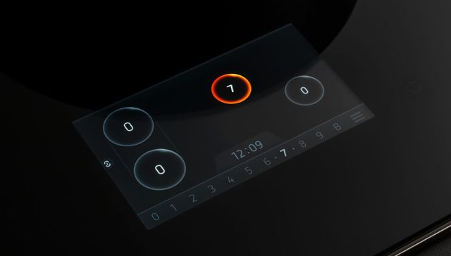 Bertazzoni Professional Series 32'' Black Glass Induction Cooktop with TFT Display Interface and Gold Frame-1