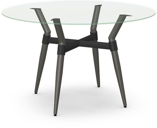 Amisco Customizable Link Clear Glass 29.5" Round Table with Steel Legs-0
