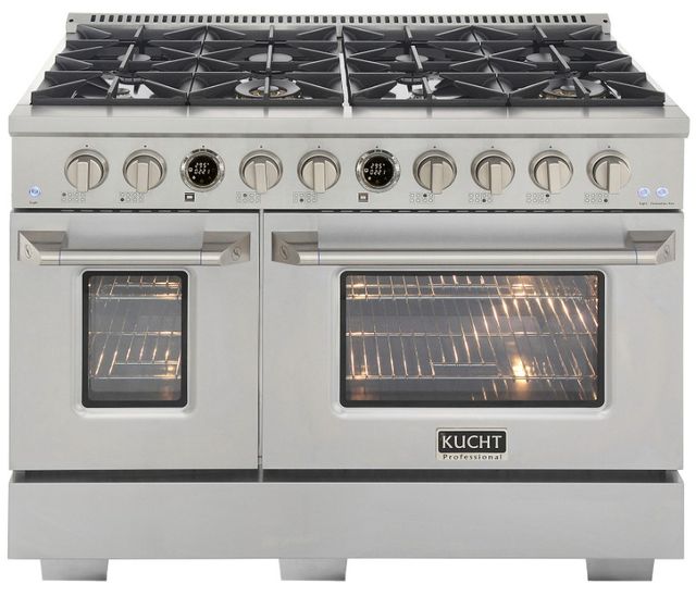 Kucht Professional KX Series 48" Stainless Steel Pro Style Dual Fuel Range with Kucht Horus Thermostat-0