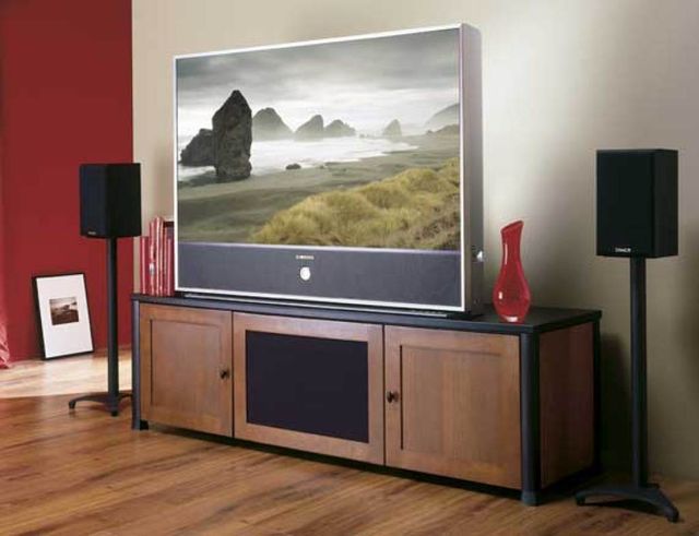Sanus® Euro Series Black 28" Bookshelf Speaker Stand-1