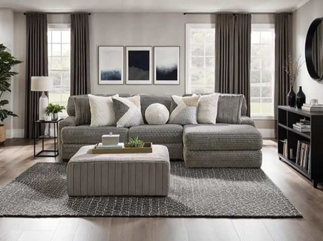 Furniture of America® Elmhurst Charcoal Ottoman-1
