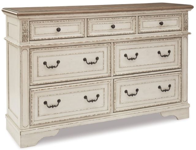 Signature Design by Ashley® Realyn 4-Piece Chipped White King Upholstered Panel Bed Set-2