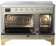 Ilve® Majestic III 48" Stainless Steel Pro Style Induction Range with Triple Glass Door and Brass Trim-1