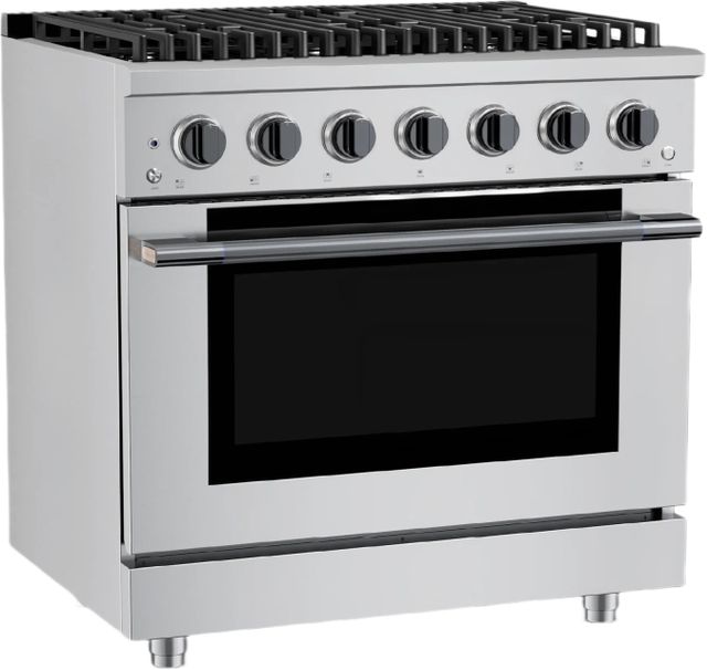 Hauslane HausPro Range 36" Stainless Steel Pro-Style Gas Range with Black Stainless Steel Knobs-3