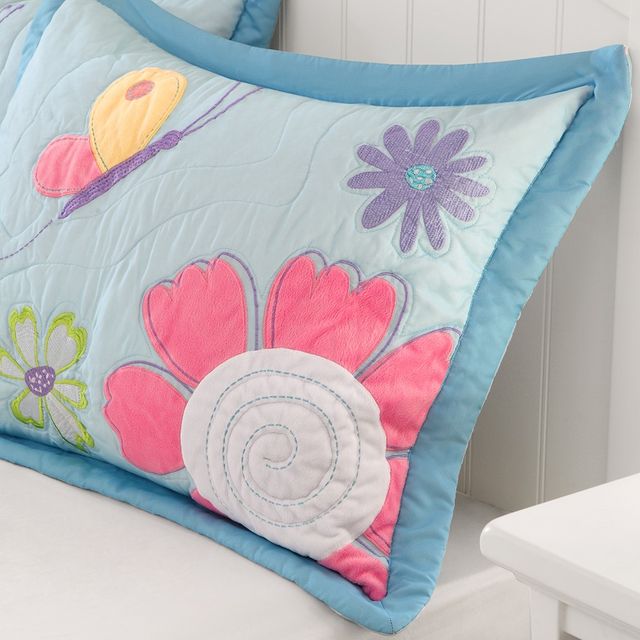 Olliix by Mi Zone Kids Crazy Daisy Multi Full/Queen Reversible Coverlet Set-2
